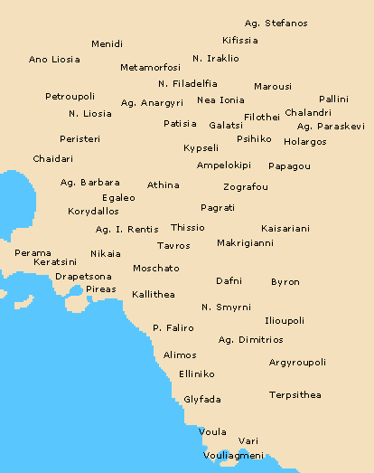 Map of Athens, Attiki, Attica